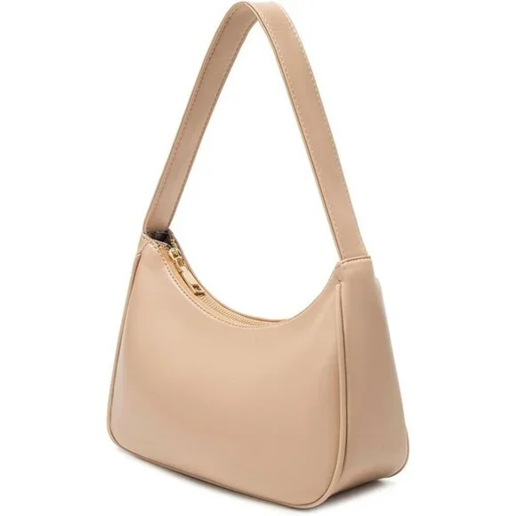 Women Khaki Imported Polyester Pu Leather Zipper Closure Cute Mini Tote Handbag - Picture 2 of 6
